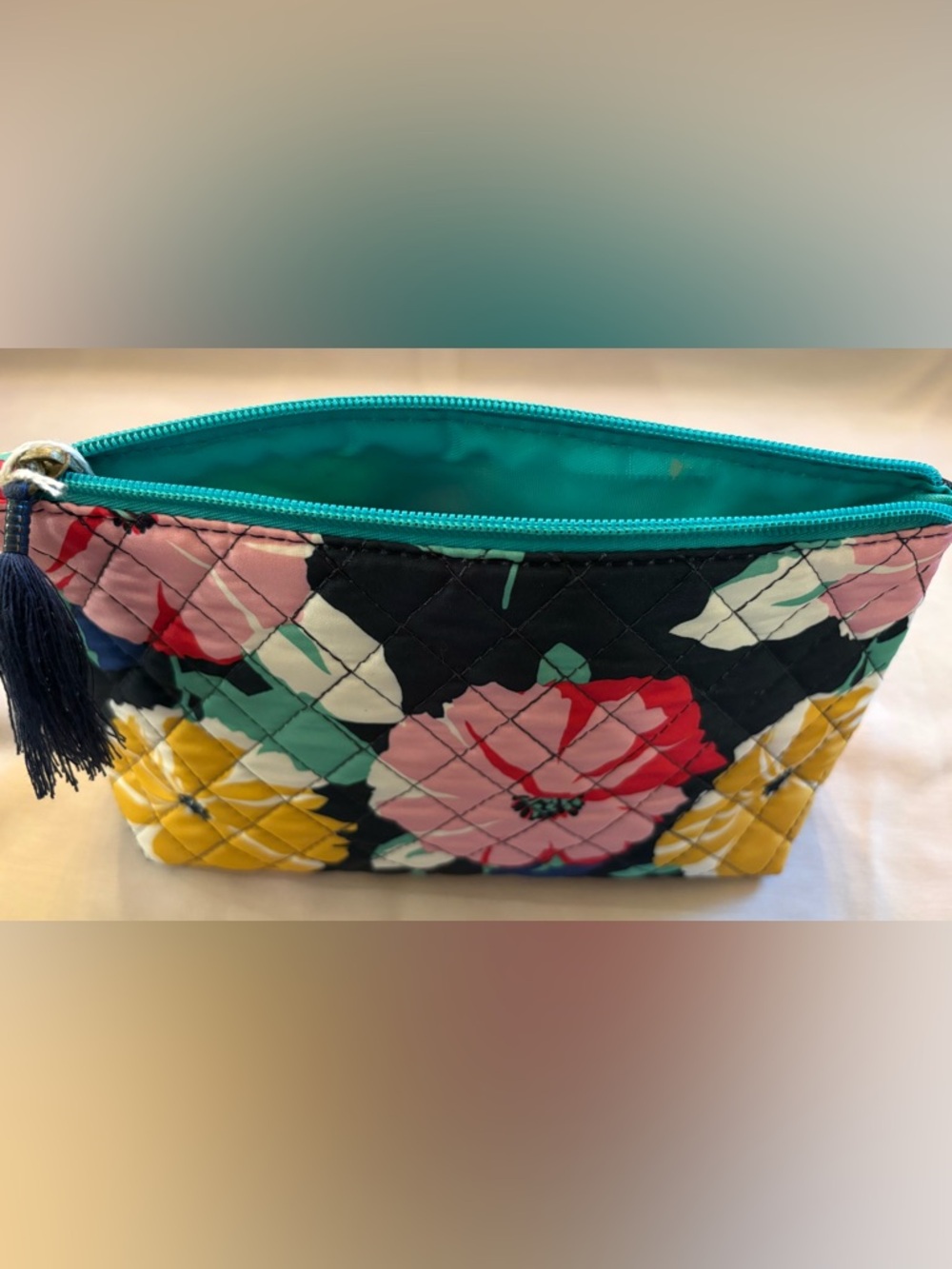 Floral Quilted Cosmetic Pouch